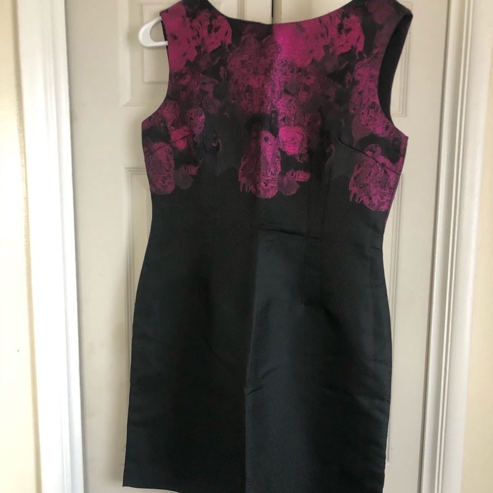 Tahari ASL Jacquard pink and black short dress
